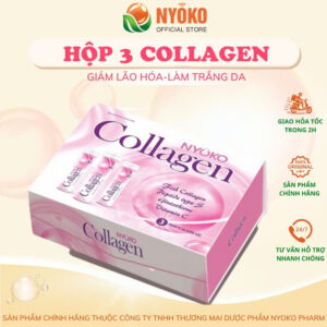 Collagen uống thủy phân chiết xuất cá tuyết Nhật Bản chống lão hóa hàm lượng 1250mg/viên hộp 3 lọ x 20 viên NYOKO PHARM