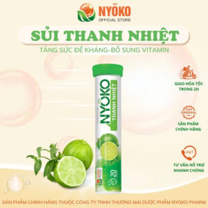 Viên sủi vitamin thanh nhiệt hỗ trợ tăng cường sức khỏe nâng cao đề kháng lọ 20 viên NYOKO